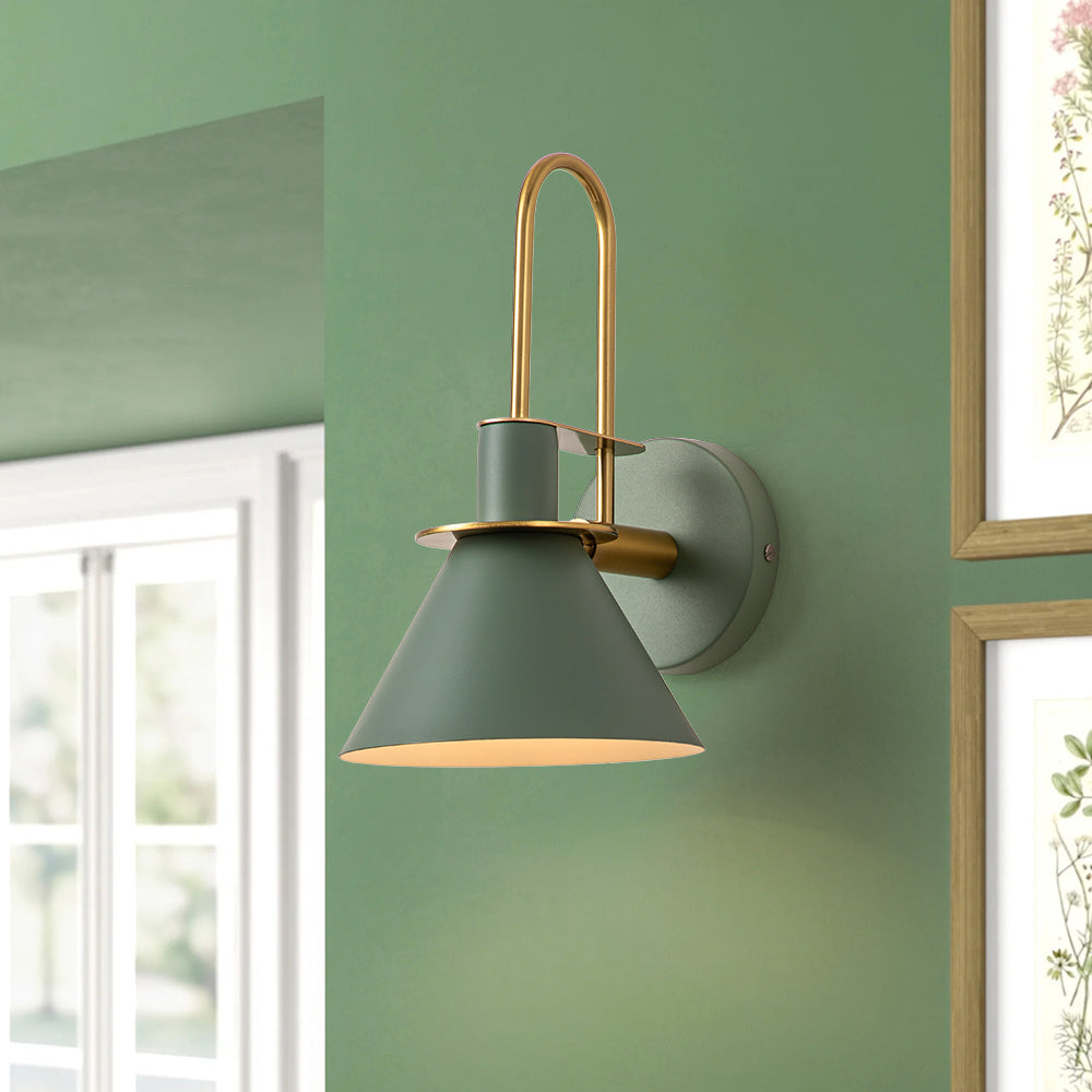 Applique Murale Cône Noir Blanc Vert Laiton 31cm E26 Mid-Century Chambre Entrée Couloir Salle à Manger Vintage Spot Mural Escalier Rétro | Restfield