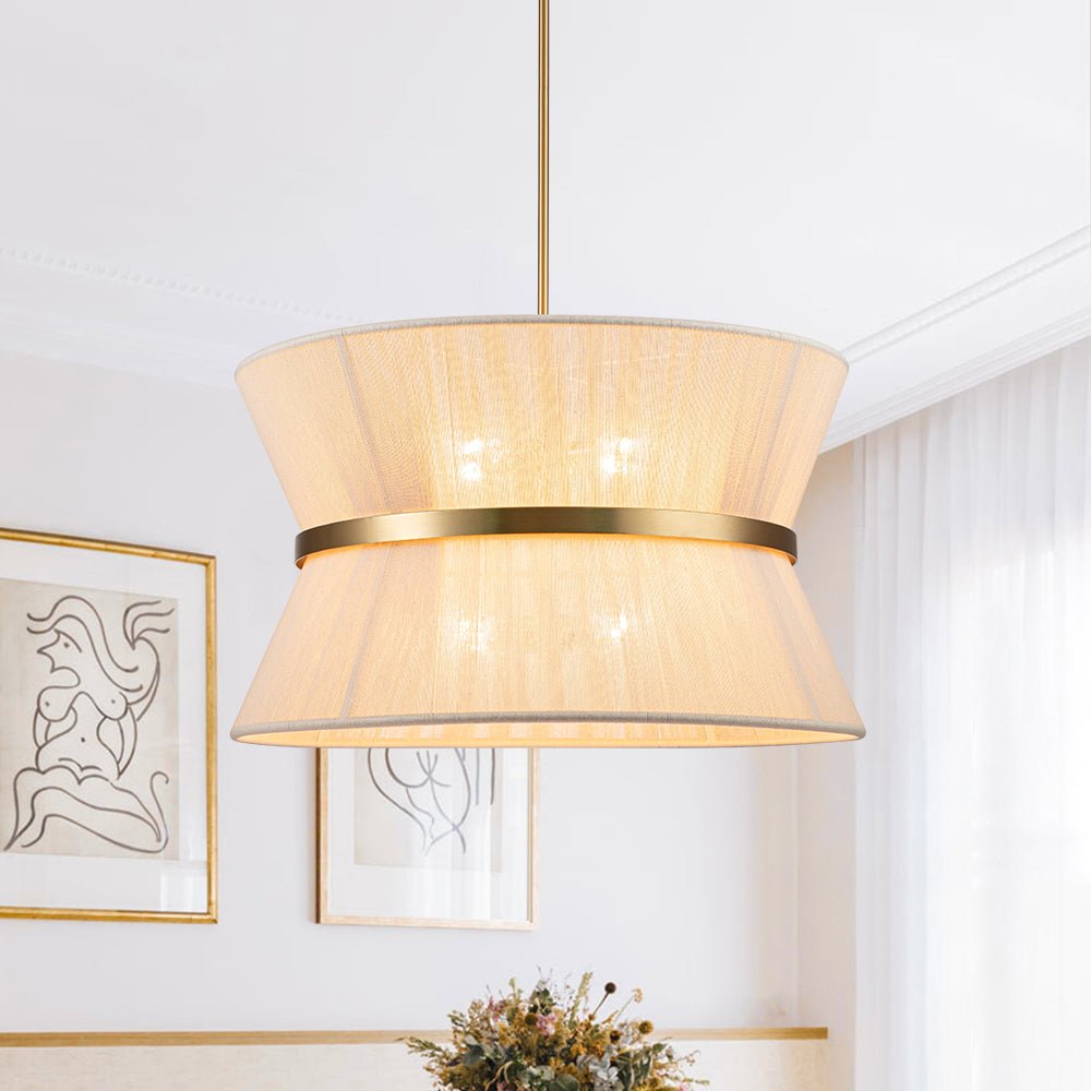 Luminaire suspendu Corde Tressée Laiton Beige Noir Bohème Drum Salle à manger Salon Chambre Entrée Ferme Côtière Réglable E26 E12 | Restfield