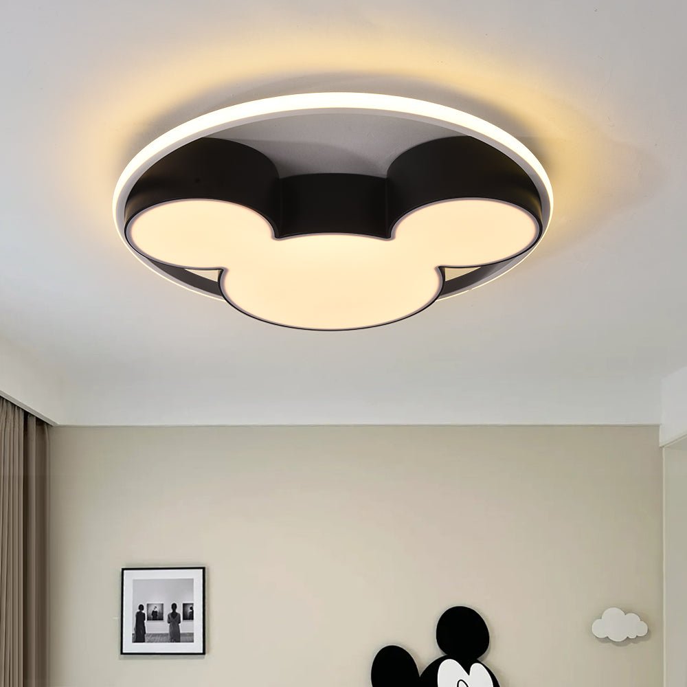 Kinderzimmer Deckenleuchte LED Schwarz Weiß 45cm 52cm Dimmbar Fernbedienung Schlafzimmer Wohnzimmer Spielzimmer Aluminium Acryl Mausdesign | Restfield